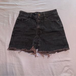 High-Waist Black Distressed BDG Denim Shorts with a Raw/Frayed Hem (25)